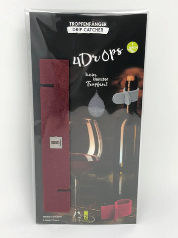 2er Set Tropfenfänger aus Filz und Edelstahl, rot und grau