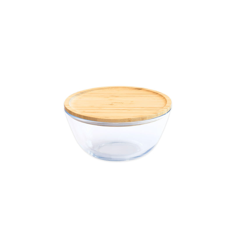 Pebbly Vorratsglas mit Bambusd., 0.77l, Ø15x h_ 9cm rund