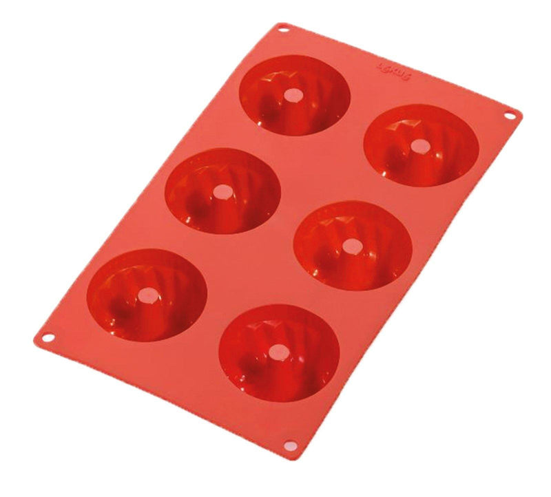 Backform 6er Gugelhopf rot, Ø7 cm h_ 3.5 cm, Geschenkbox - MyLiving24