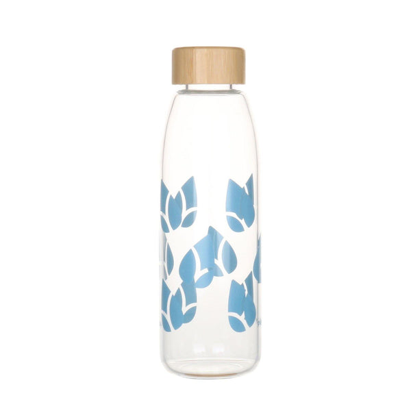 Pebbly Glasflasche mit Bambusdeckel, blau, 55 cl - MyLiving24