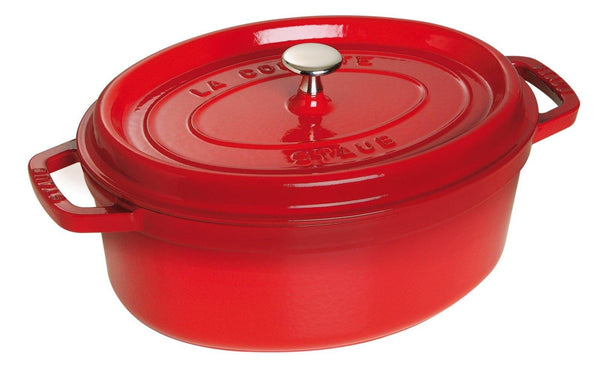 Cocotte 23 cm, oval, Kirsch-Rot, Gusseisen - MyLiving24