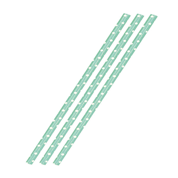 50 Papier-Trinkhalme, grün mit weißen Punkten, 19,7 cm ,50sb