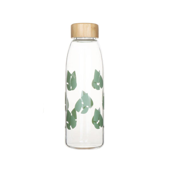 Pebbly Glasflasche mit Bambusdeckel, grün 55 cl - MyLiving24