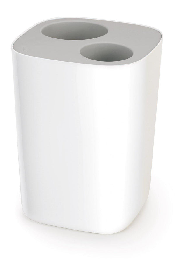 Split Trenn-Abfallbehälter weiss/grau, 19x18.9x27.9 cm - MyLiving24