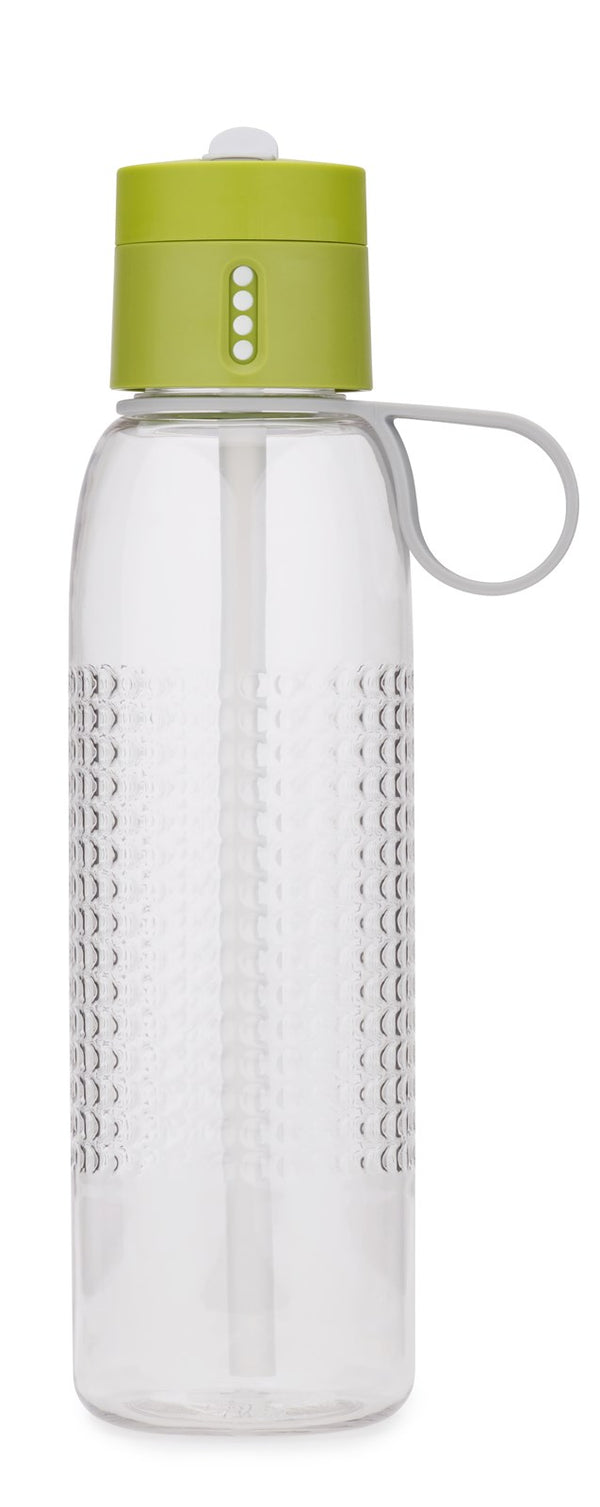 Dot Trinkflasche mit Strohhalm, transp./grün, 750 ml