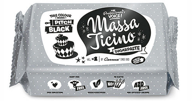 Massa Ticino Zucker Modelliermasse, schwarz, 250 gr - MyLiving24