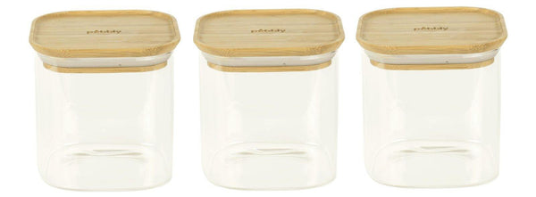 Pebbly 3er Set Vorratsglas mit Bambusd., stapelbar, 11x11x11 - MyLiving24