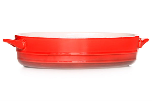 Auflaufform rot/weiss, oval 21 x 15.5 x 5 cm
