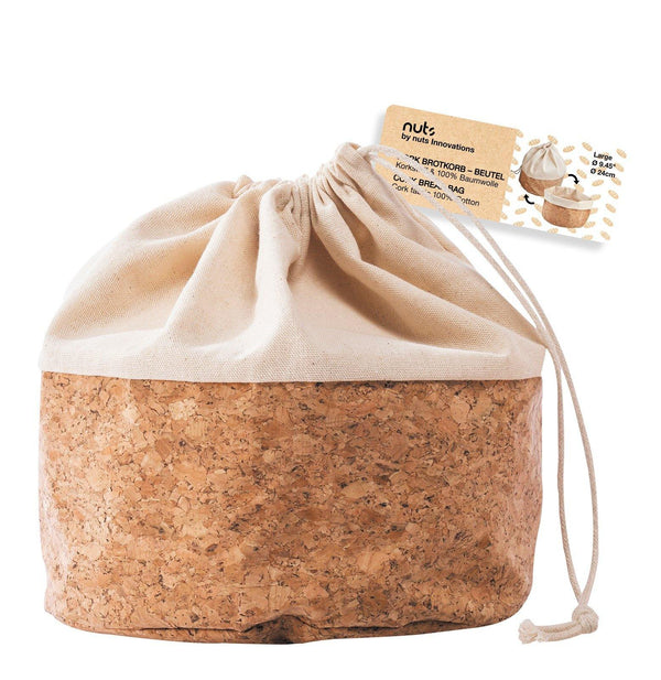 Brotbeutel mit Kordel, Baumwolle M, cork/beige, 20 cm - MyLiving24