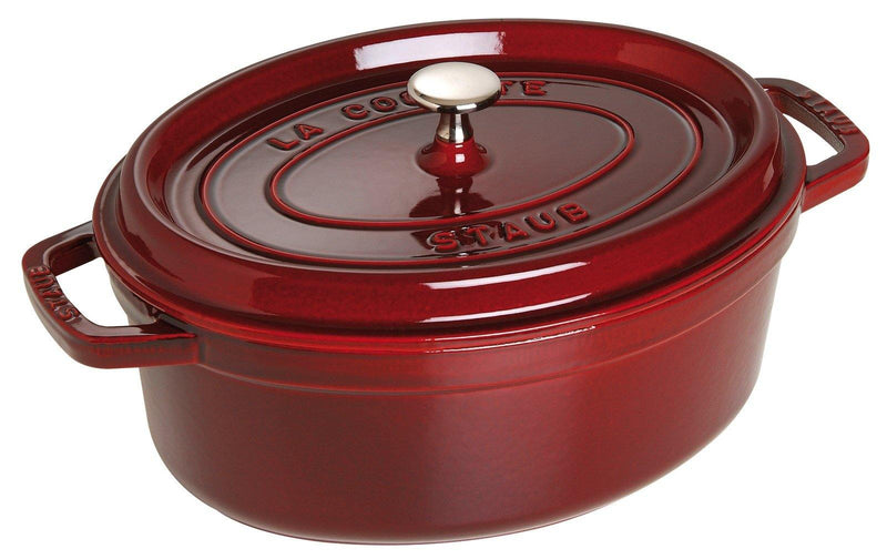 Cocotte 31 cm, oval, Grenadine-Rot, Gusseisen - MyLiving24